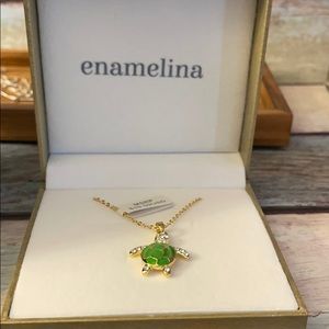Costume jewelry gold colored green frog necklace 6